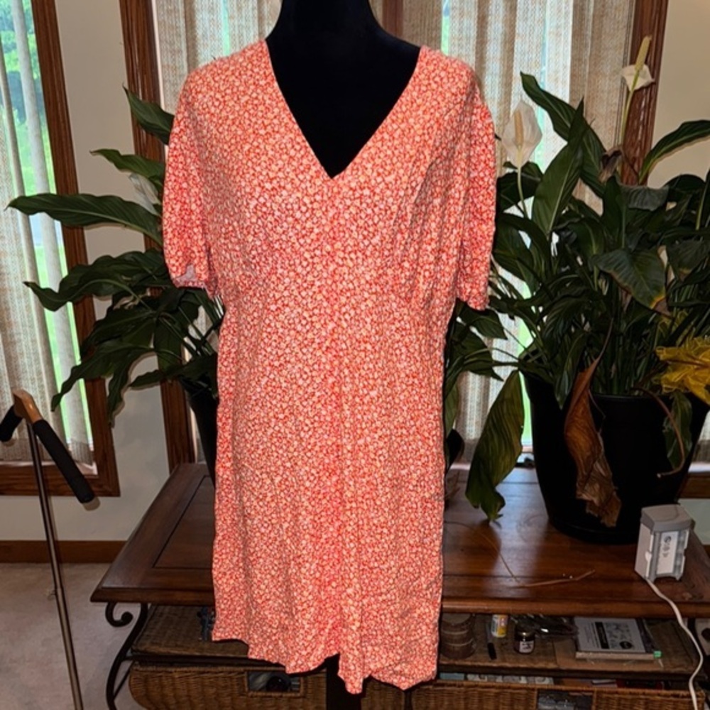 Old Navy Orange and White Midi Dress